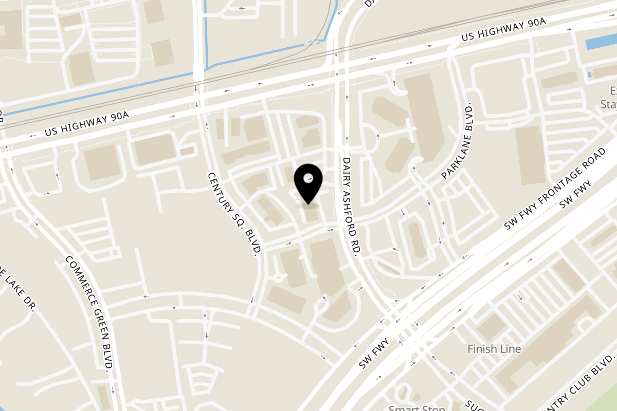 Map showing the location of Kabab Shack & Grill on 13134 Dairy Ashford Rd in Sugar Land